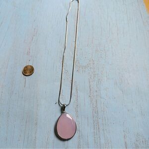 Rose Quartz Silver Necklace‎